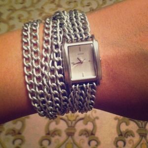 Silver chained wrap-around GUESS WATCH!