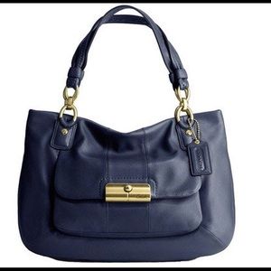Navy leather coach handbag brand new!!!