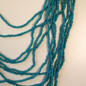 Teal beaded necklace