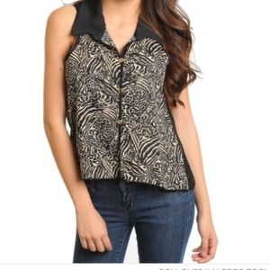 REDUCED! Black and Tan Print Top