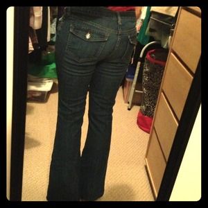 Old Navy wide leg blue jeans.