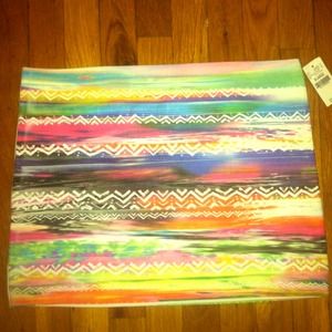 Printed neon body con mini-skirt