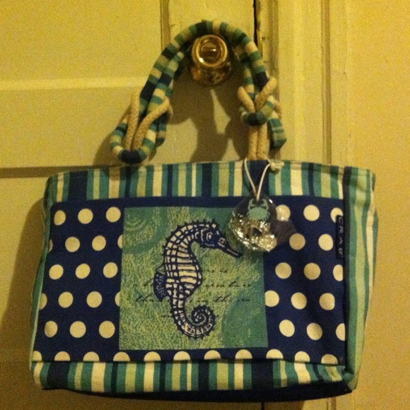 Canvas purse with seahorse print