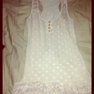 Pale with white polka dots racer back shirt