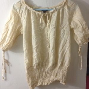 Paisley print top in cream and white