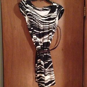 Black and white striped dress