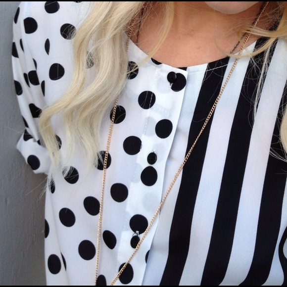 Mod stripe crop top polkadots- SALE - Picture 3 of 4