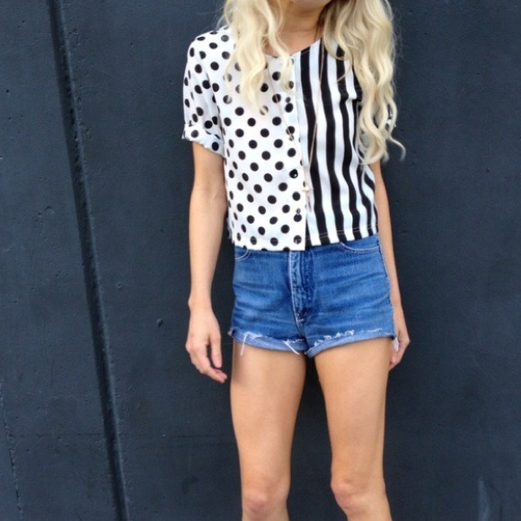 Mod stripe crop top polkadots- SALE - Picture 4 of 4