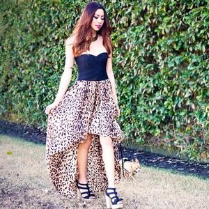 Leopard Bandage Bustier Hi-Low Dress