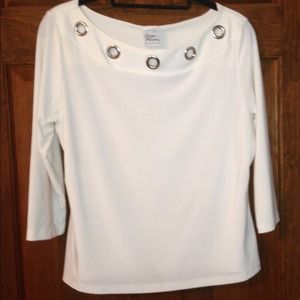Sharp little white top with metal accents