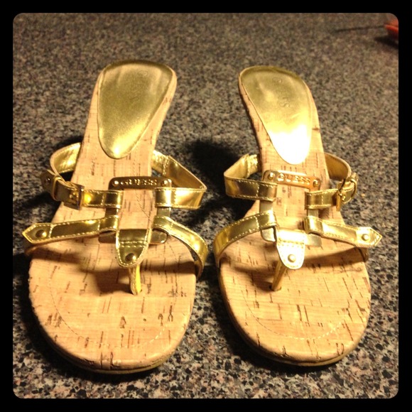 Guess gold slide sandals 7