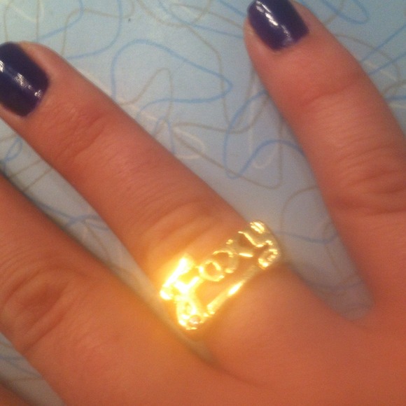 Gold colored "Foxy" pimp ring with rhinestone - Picture 2 of 3