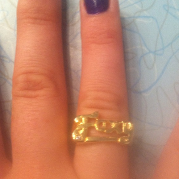 Gold colored "Foxy" pimp ring with rhinestone - Picture 3 of 3