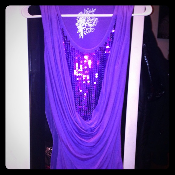 Brand new purple scoop neck shirt w/ sequins