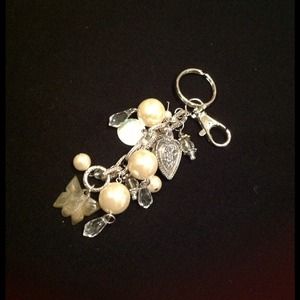 Pearl and silver keychain