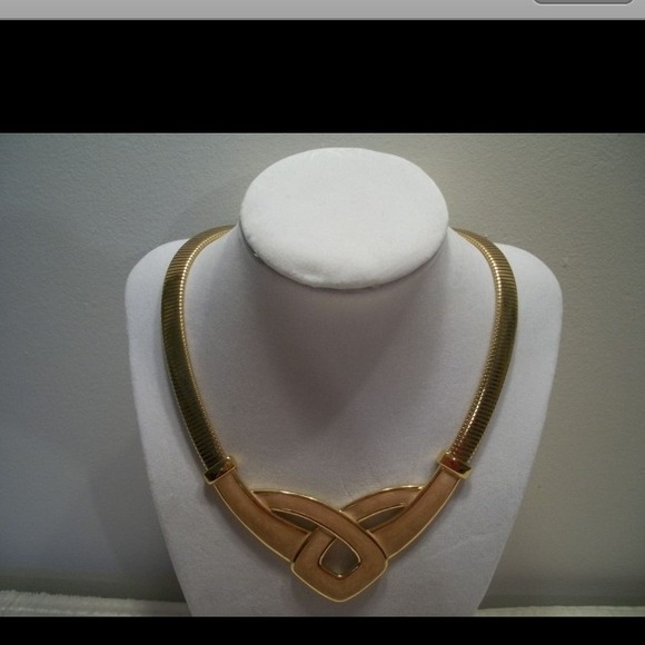 Vintage Egyptian gold necklace statement piece bib