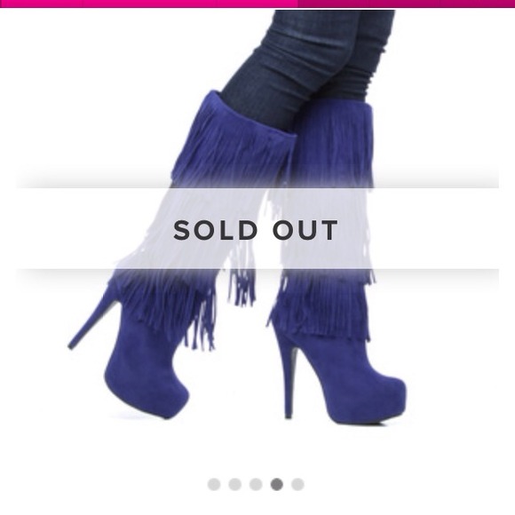 Brand New Sexy Blue fringe boots size 5