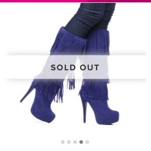 Brand New Sexy Blue fringe boots size 5