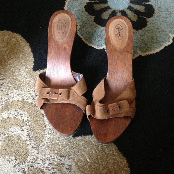 Brown wooden bottom heels