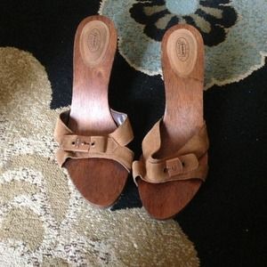 Brown wooden bottom heels