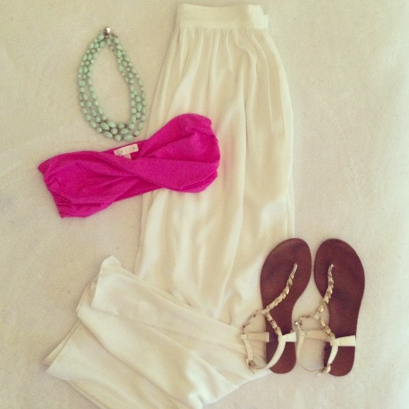 BCBGMaxAzria Dresses & Skirts - BCBG white silk high waisted maxi skirt