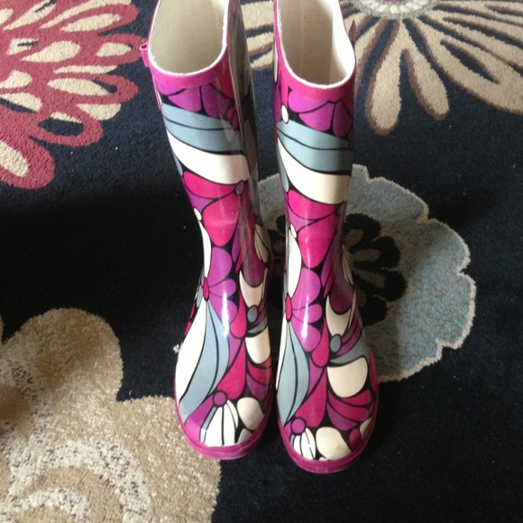 Floral rain boots