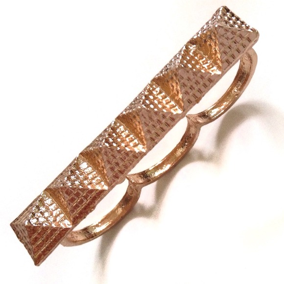 Punk Rock Three Finger Pyramid Ring
