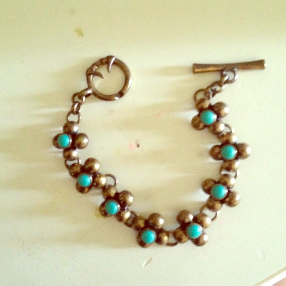 Lucky brand gold and turquoise bracelet