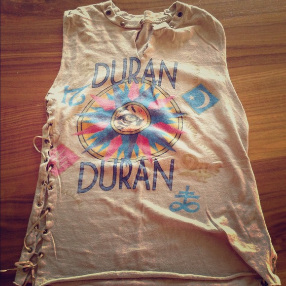 Vintage Duran Duran side lace up tshirt tank