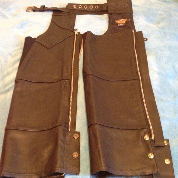 Black Leather Harley Davidson Chaps