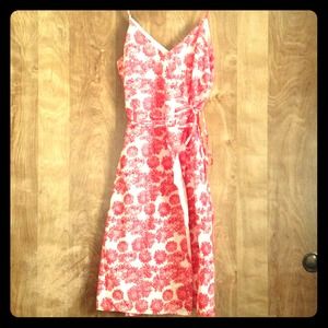 Red and White Floral Wrap Dress