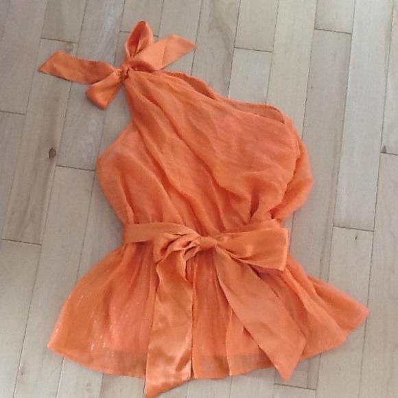 NWT arden B tangerine one shoulder top with gold