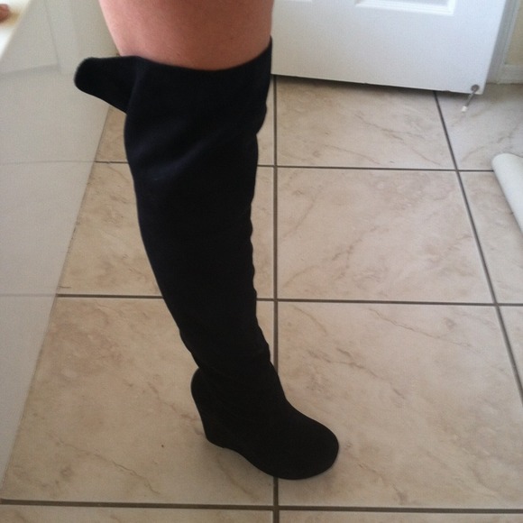 Wedge Thigh High Boots