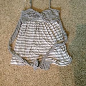 Grey and white tank with tie