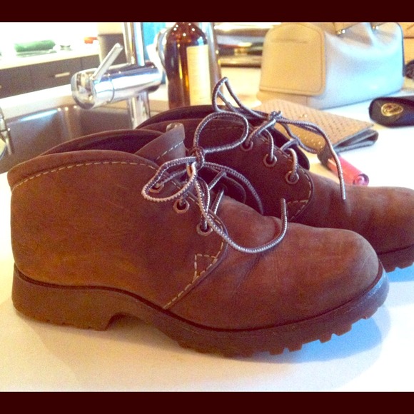 Brown Timberland hiking shoes