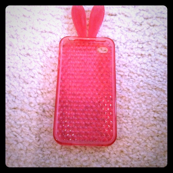 Super cute hot pink bunny ear phone case