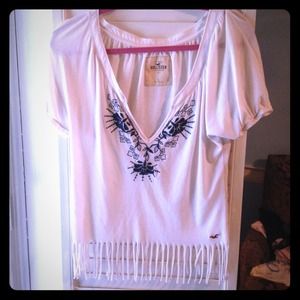 White and navy hollister top!