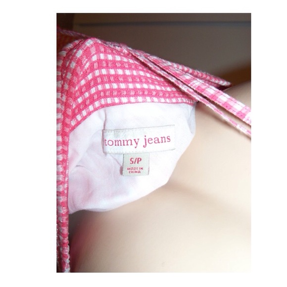 VTG Tommy Hilfiger Jeans Pink Plaid Halter Dress - Picture 4 of 4
