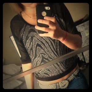 Zebra print shirt with sheer sleeves