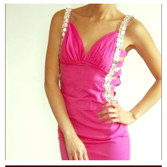 Pink dress. With bedazzled straps. Very cute