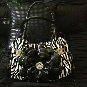 Zebra Print Flower Purse