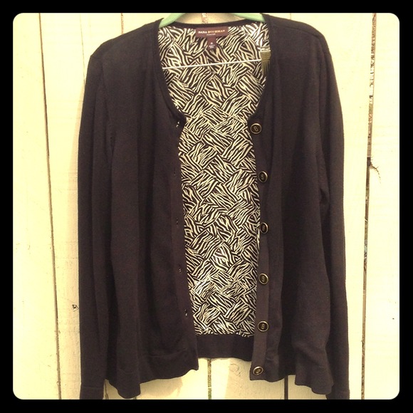 ** SOLD ** Black cardigan with zebra lining