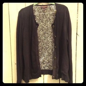 ** SOLD ** Black cardigan with zebra lining