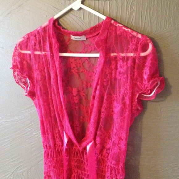 SOLD Hot Pink Lace Top - Picture 3 of 3