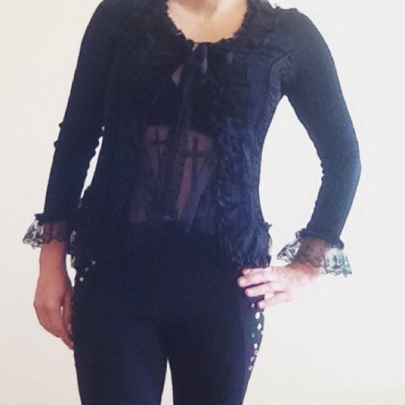 Ruffled Lace cardigan Sweater