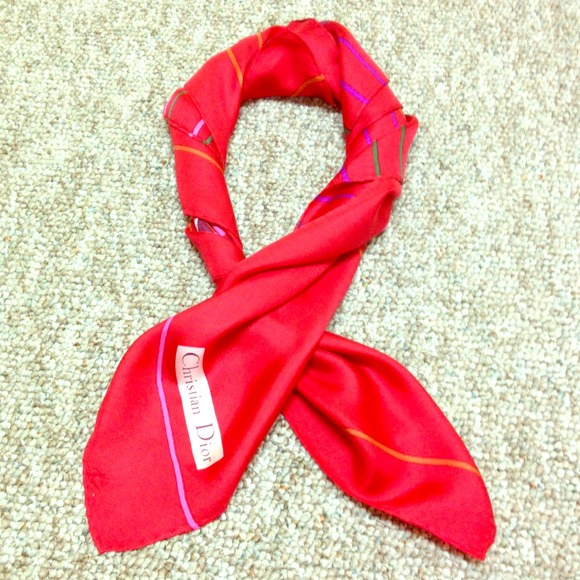 🚫Sold in Bundle🚫Authentic Dior Red Silk Scarf