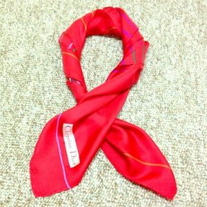 🚫Sold in Bundle🚫Authentic Dior Red Silk Scarf