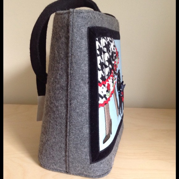 Wool HOUNDSTOOTH retro rockabilly tote bag LOWERED - Picture 2 of 2