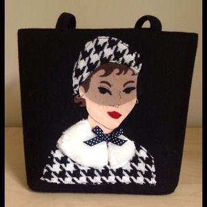 New retro houndstooth AUDREY Hepburn tote bag
