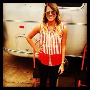 New! Red and white striped button down tank!